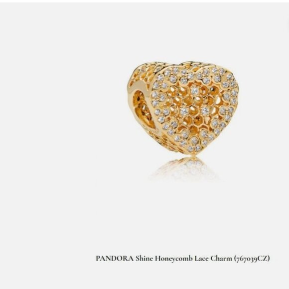 Pandora Shine Honeycomb Lace Heart Charm with Clear Zirconia 767039CZ- VERY RARE - Picture 16 of 16